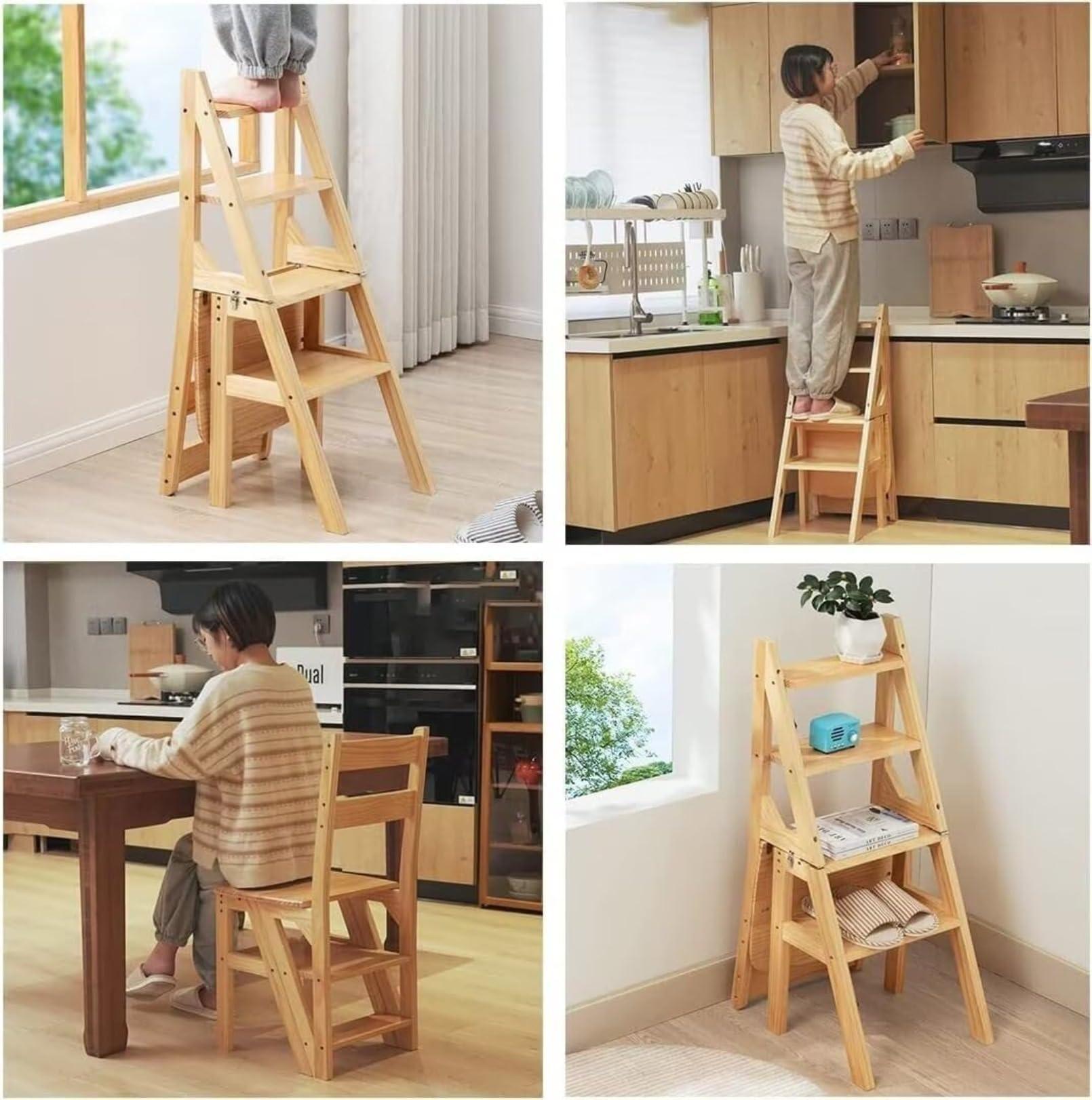 Amazon｜折り畳みステップチェア 木製 ステップ台 4段 ステップ